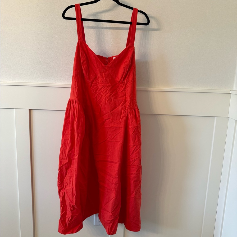 Red Sleeveless Square Neck Midi Sundress